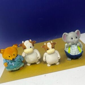 Lil’ Woodzeez Flocked Character Lot of 4 Fox Cow Elephant